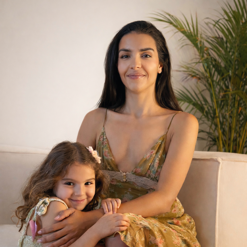 The founder of Moushki and her daughter